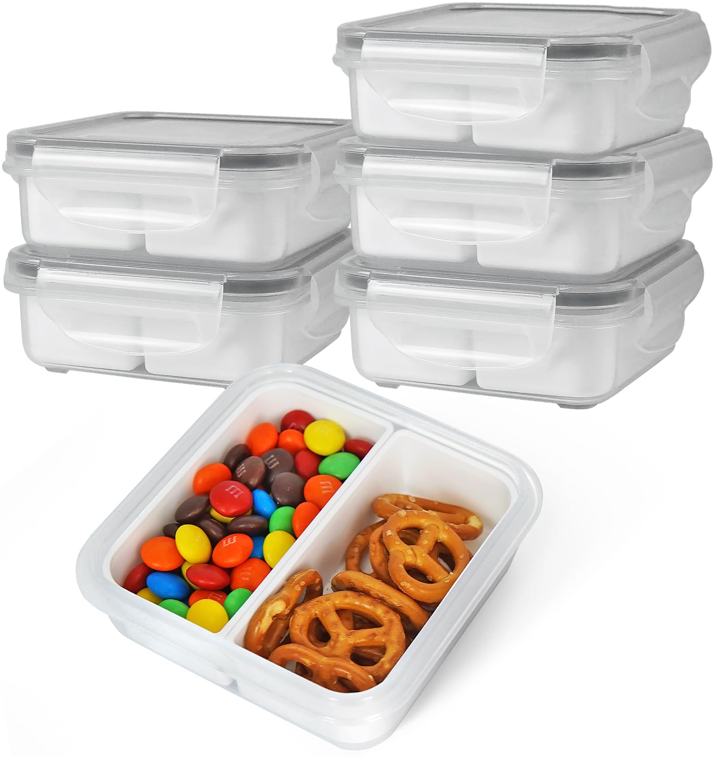 carrotez 2 Compartment Small Snack Containers, Mini Snack Containers for Mini Fridge, Small Divided Food Storage Containers, Air