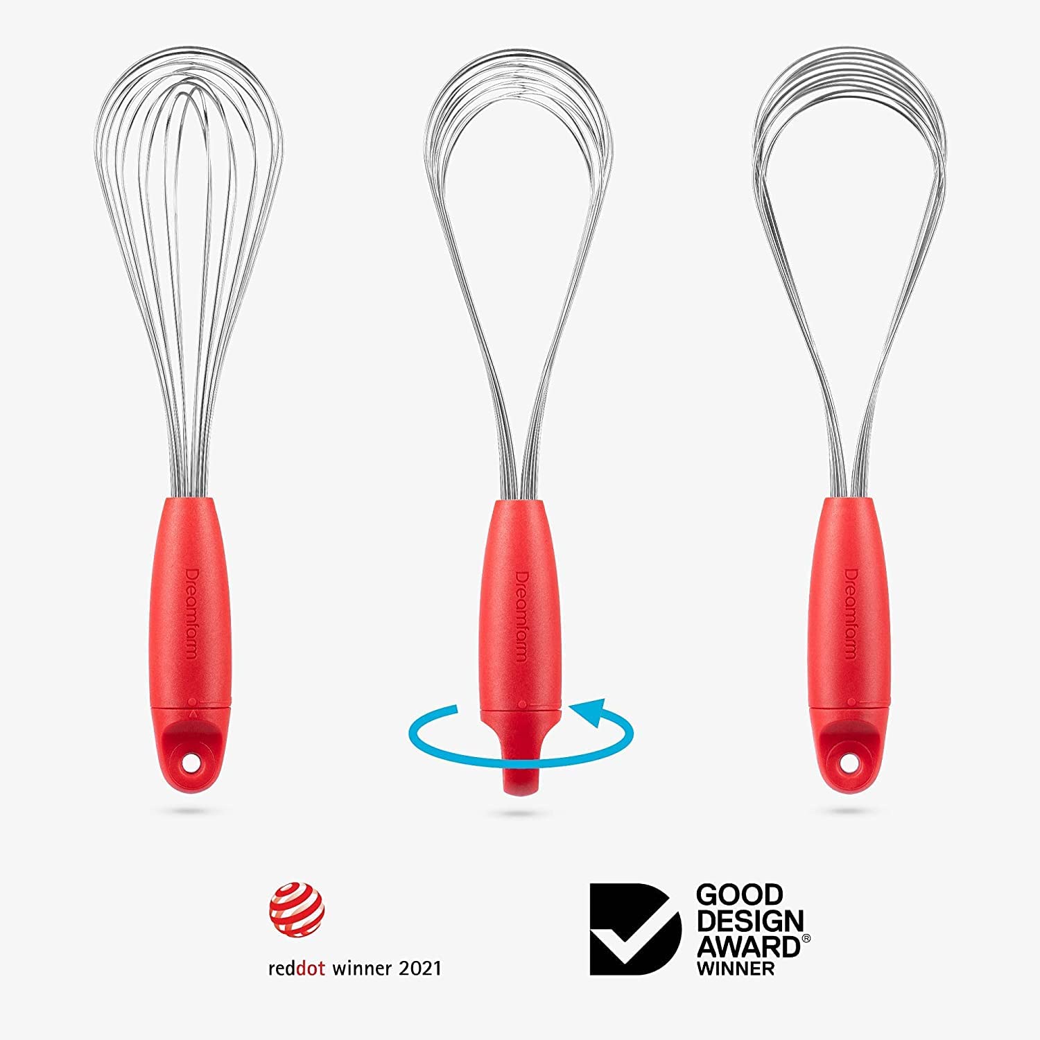 Dreamfarm Flisk | 3 In 1 Stainless Steel Whisk With Ergonomic Handle | Balloon Whisk, Sauce Whisk And Flat Whisk Combined Into O
