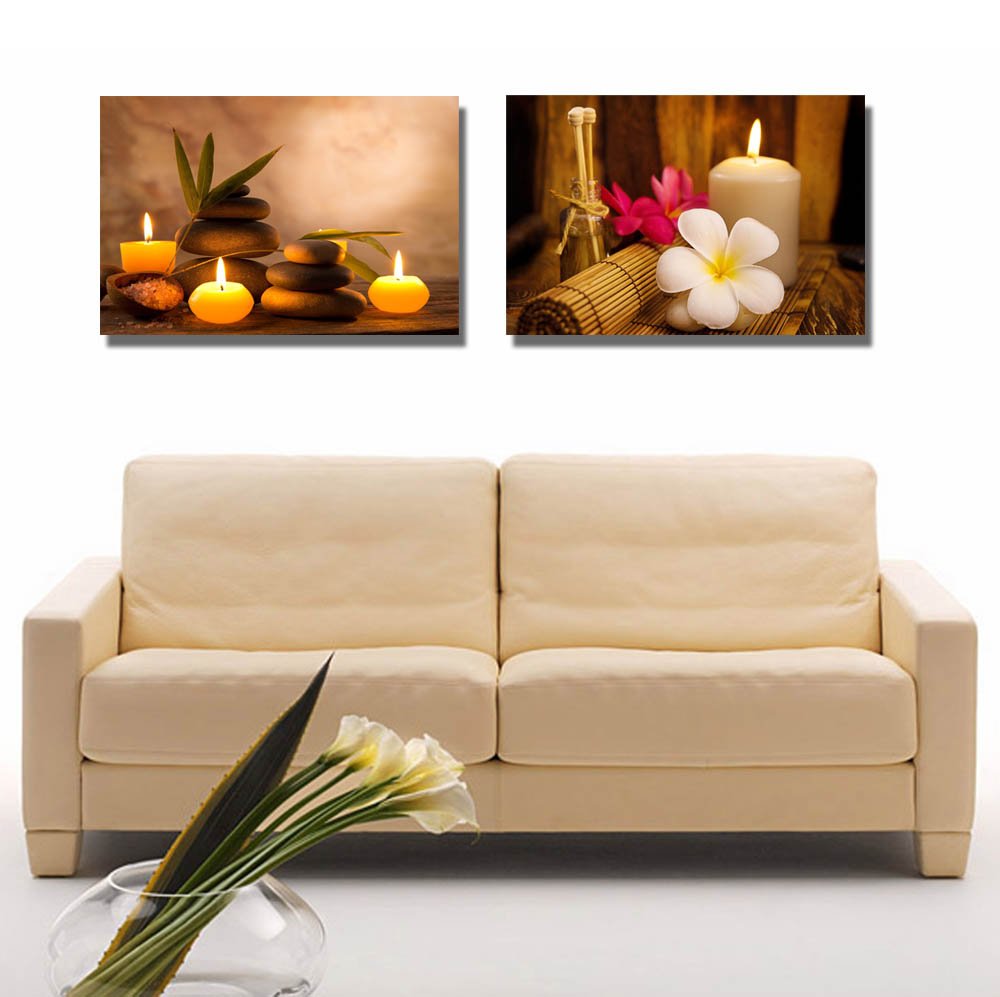 Wall26 - Canvas Prints Wall Art - Spa Still Life With Aromatic Candles And Frangipani | Modern Wall Decor/Home Decoration Stretc