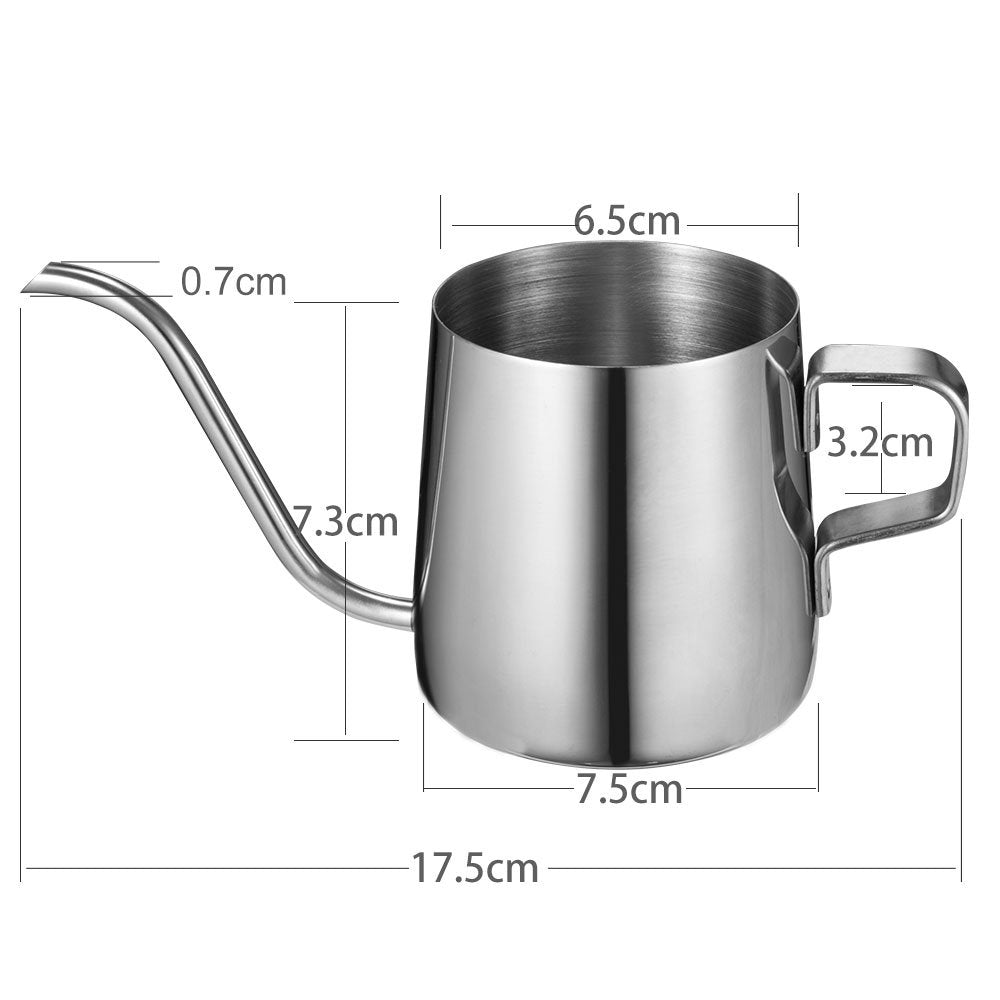 Long Narrow Spout Coffee Pot (8.7 Oz) Small Fine Stainless Pour Over Drip Coffee Pot Gooseneck Tea Kettle (Silver, 250Ml)