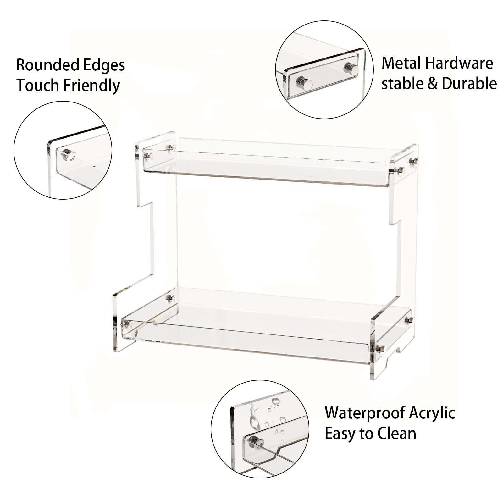 Bathroom Counter Organizer Countertop 2 Tier Storage Acrylic Corner Makeup Organizer For Perfume Stand, Vanity Holder, Dresser T