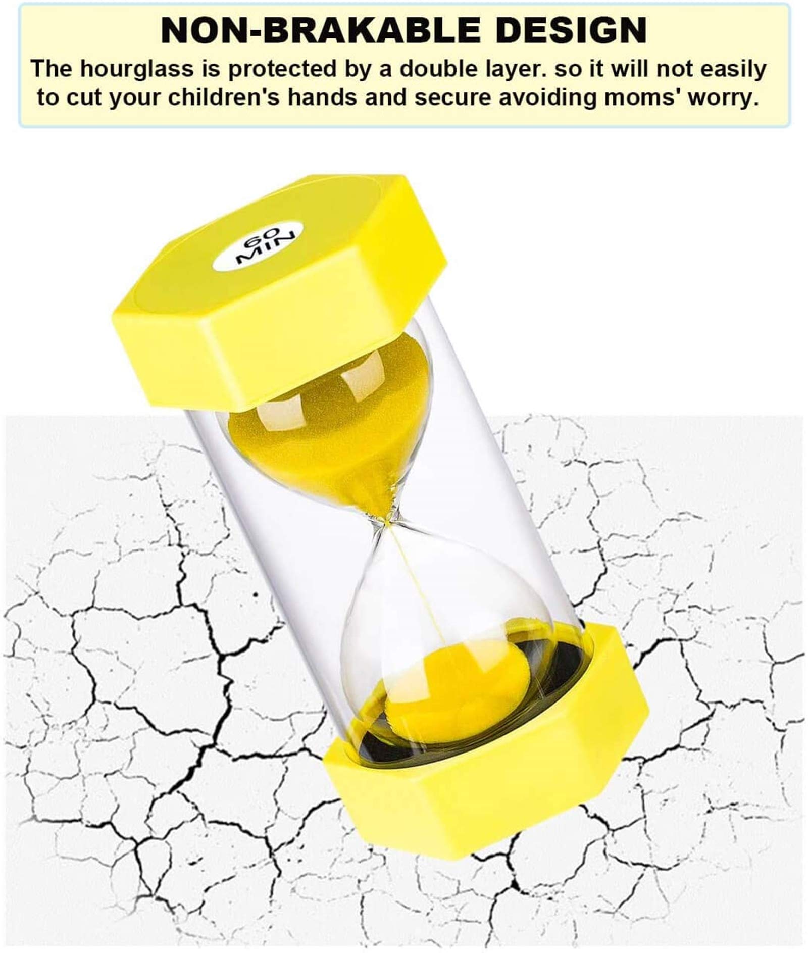 Sand Hourglass Timer 1 Minute Suliao: Plastic Sand Clock, Small Yellow Sand Watch, Reloj De Arena 1 Minuto, Colorful Sandglass T