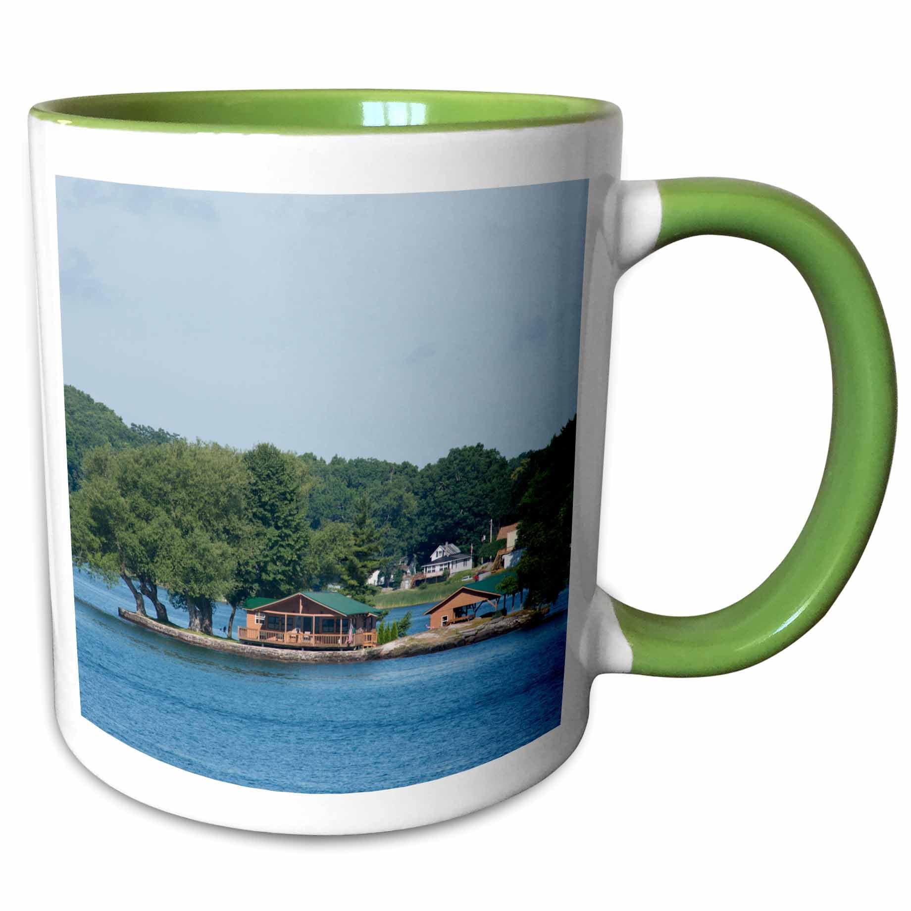 3dRose New York, Thousand Islands, American Narrows - US33 CMI0185 - Cindy Miller Hopkins 15oz Two-Tone Green Mug
