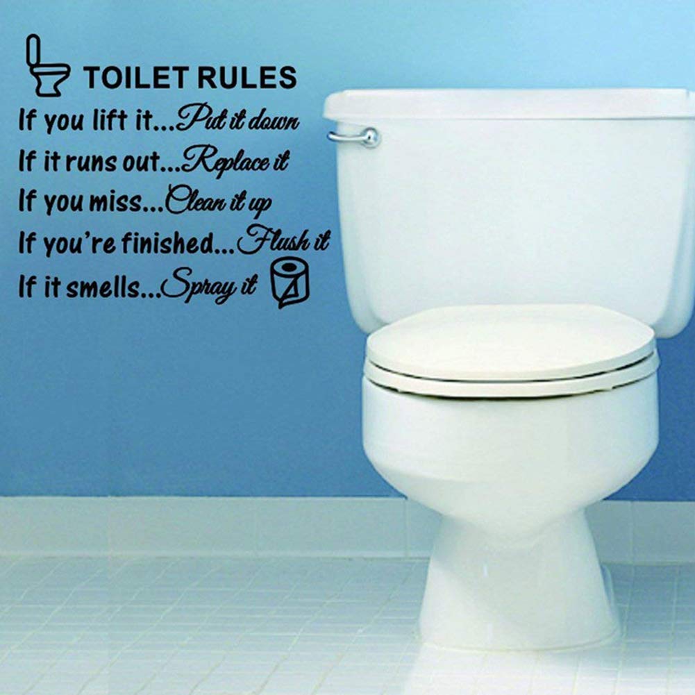 Bestjybt Diy Removable Toilet Rules Wall Quotes Stickers Washroom Bathroom Decals Wc Sign Vinyl Art Decor For Kids Living Room H
