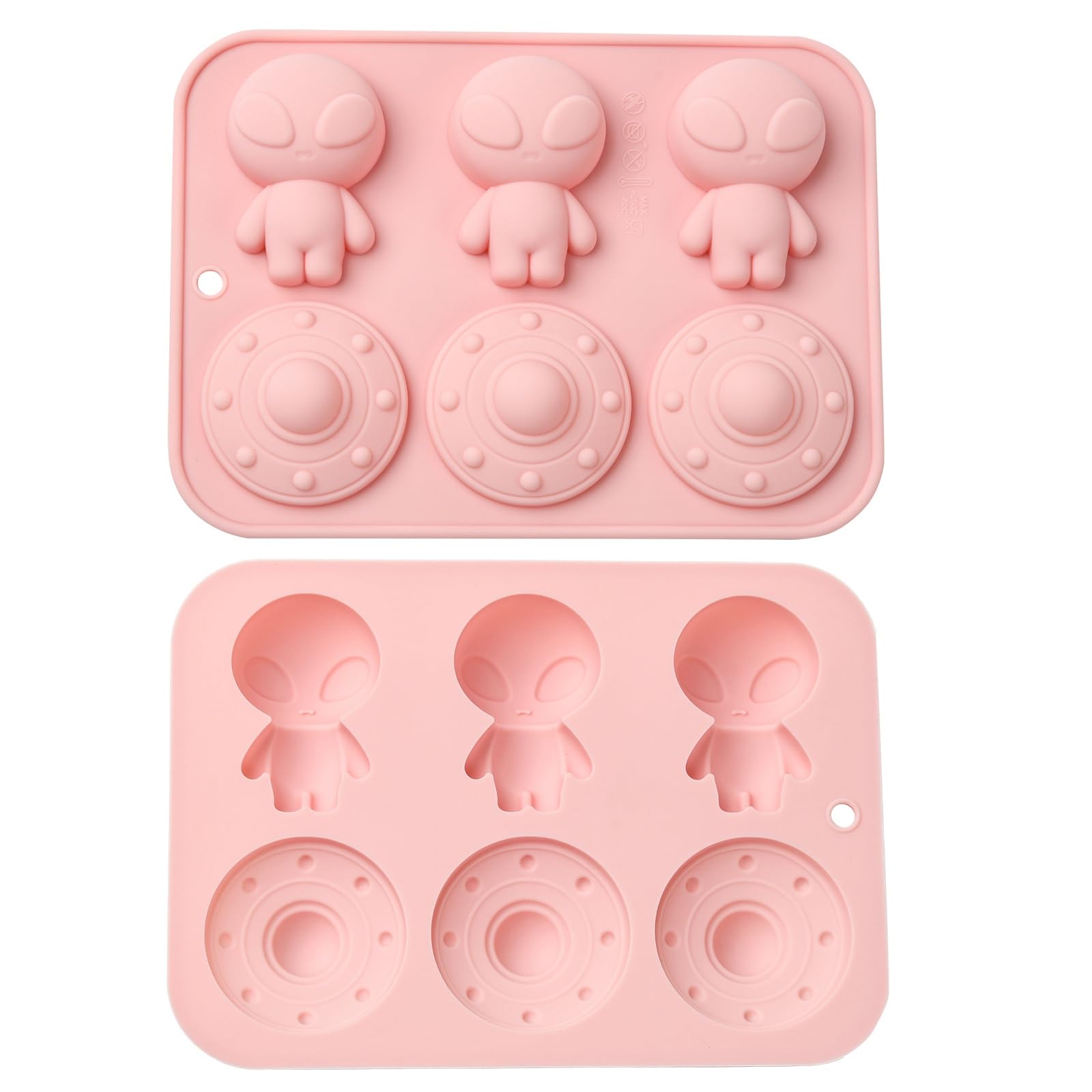 UR URLIFEHALL 2 pcs Universe Themed Silicone Molds Alien Space Ship Shaped Chocolate Molds for Baking Bread Cake Candy Pudding B