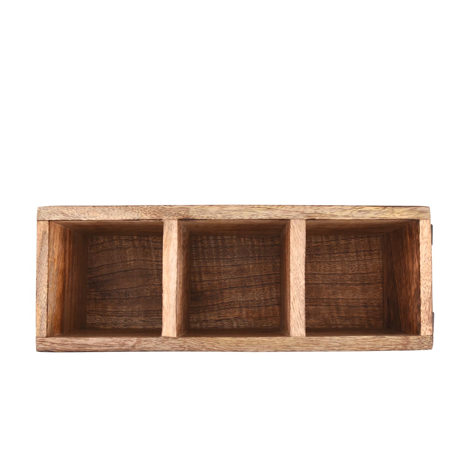 Samhita Mango Wood Cutlery Holder Caddy Organizer Wooden Utensil Storage Organizer Countertop For Silverware Fork Spoon Spatula
