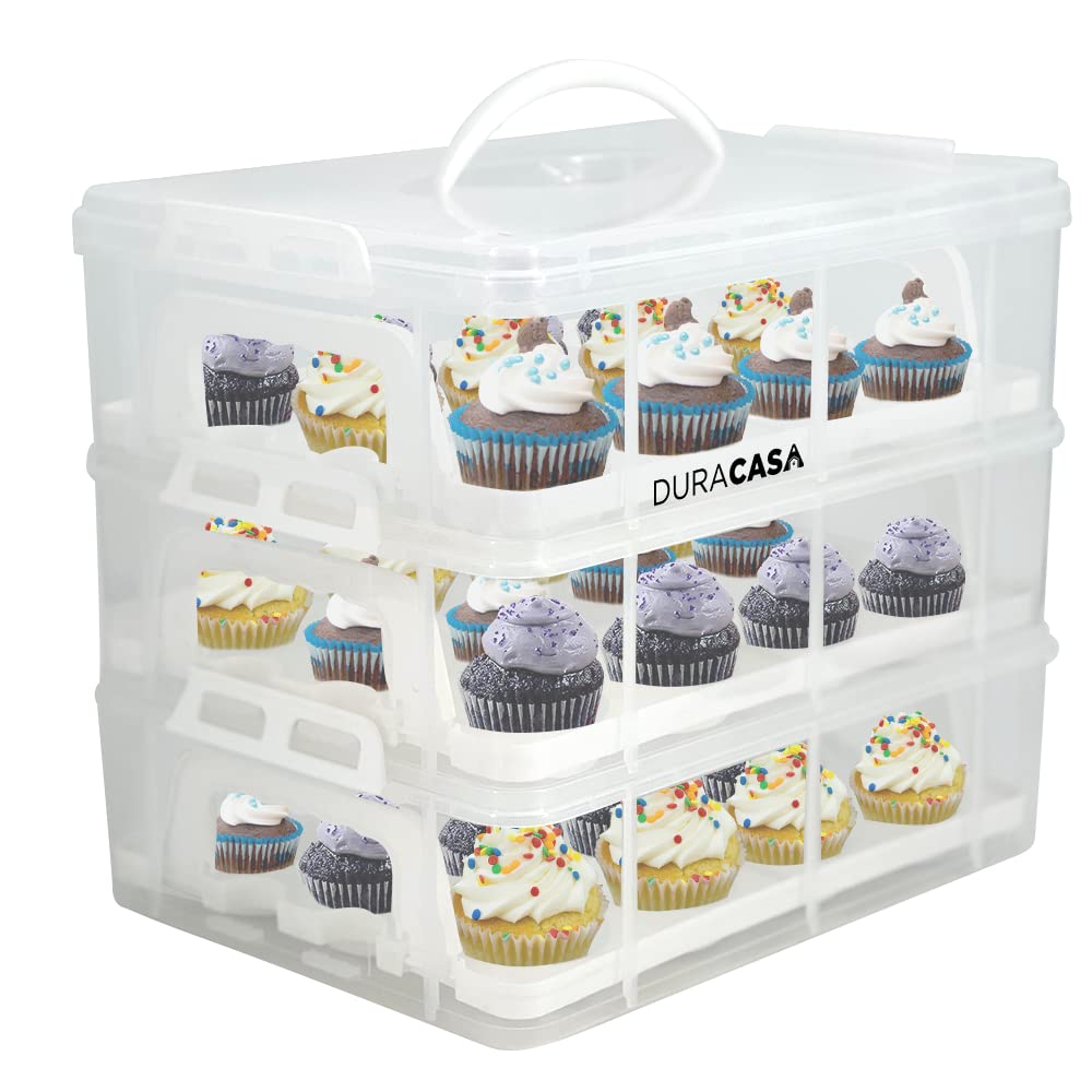 Duracasa Cupcake Carrier, Cupcake Holder | Premium Upgraded Model Holds Cupcakes Steadier | Store Up To 36 Cupcakes Or Muffins |