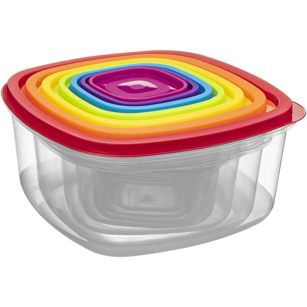 Southern Homewares Rectangle Food Storage Containers, Sh-10268-7 Set Of 7 Colorful Rectangle Holders W/Snap-On Lids