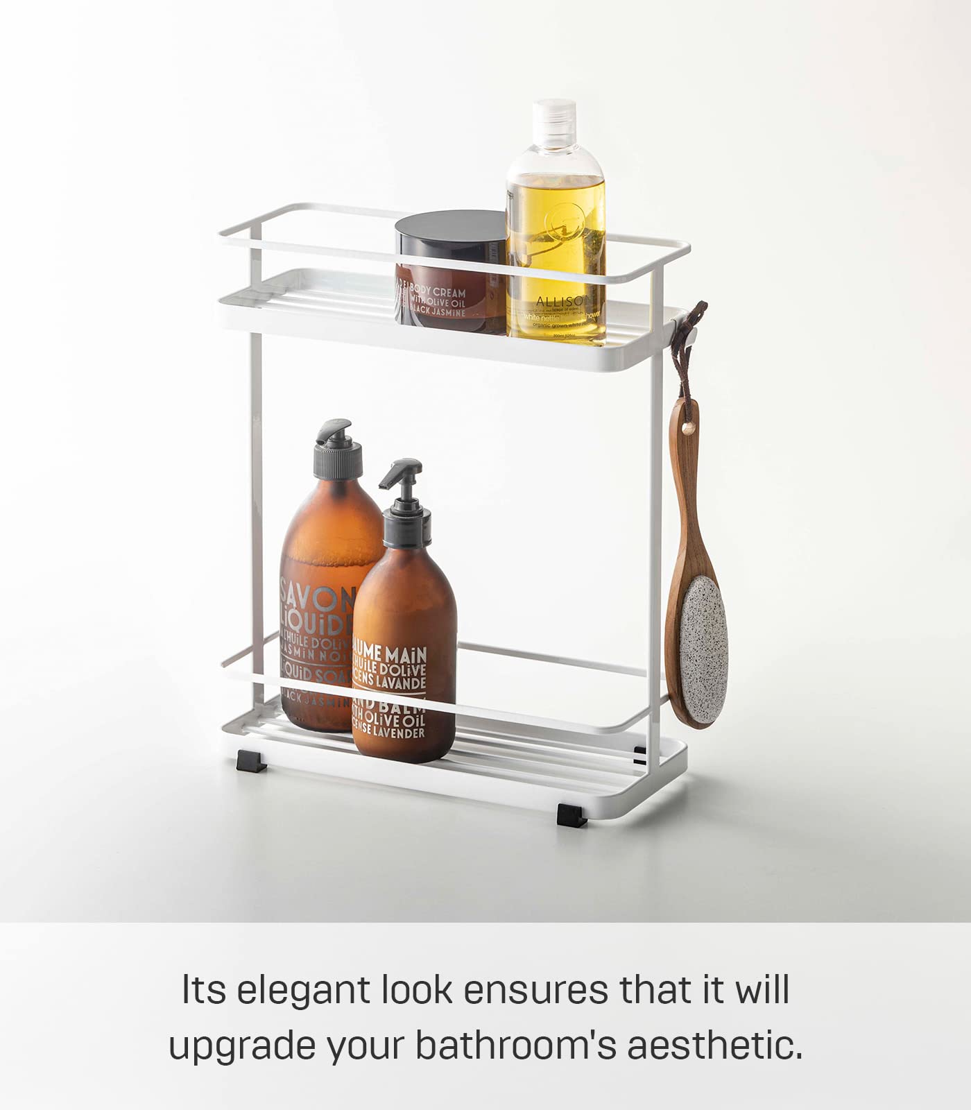 Yamazaki Home Tower Bath Rack - Bathroom Shower Storage Holder, Caddy Shelf Organizer - Small, 13'' - Steel -