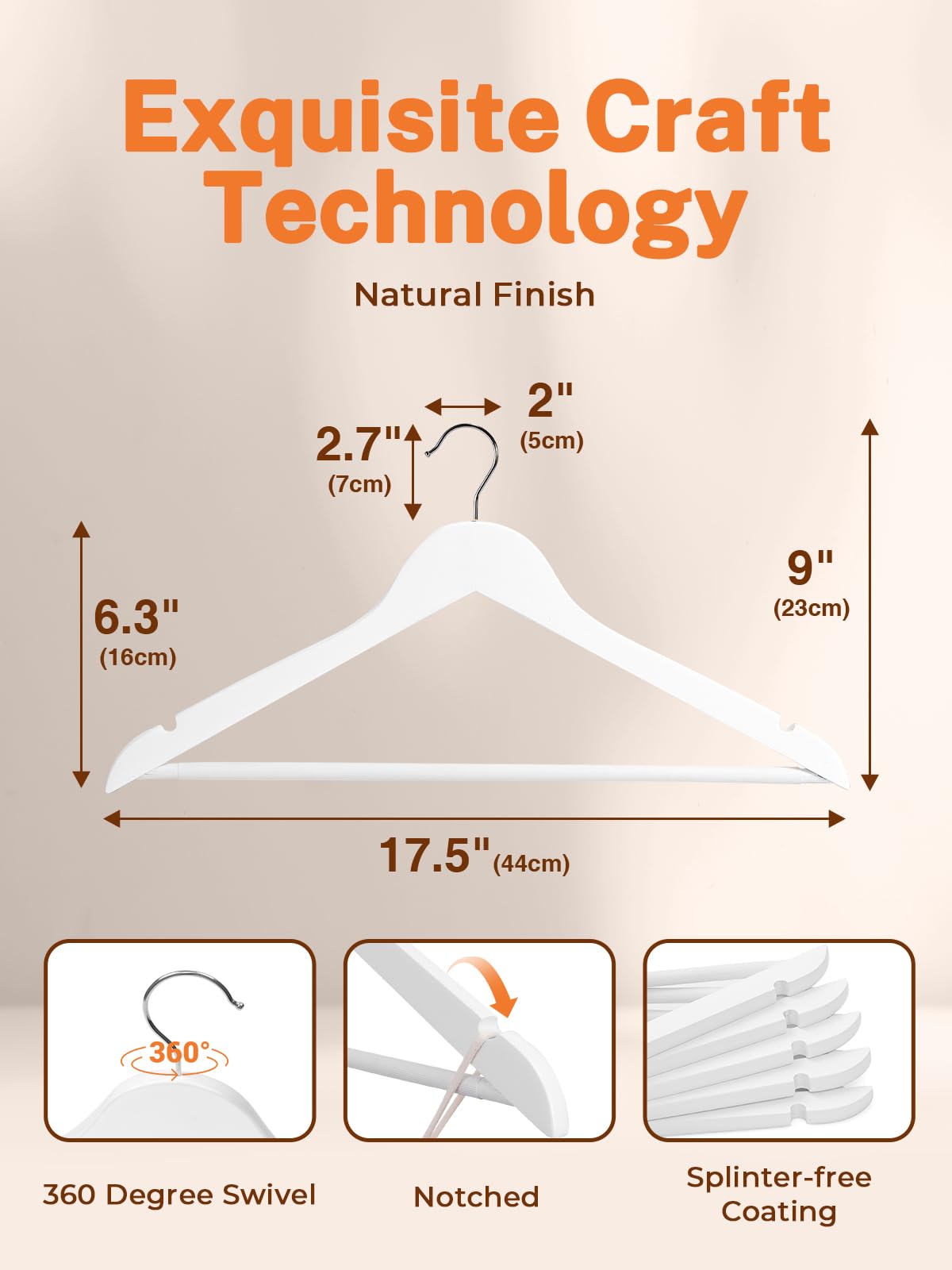 House Day White Wooden Hangers 10 Pack Wood Clothes Hangers Smooth Finish Wooden Coat Hangers For Closet Heavy Duty Hangers Soli