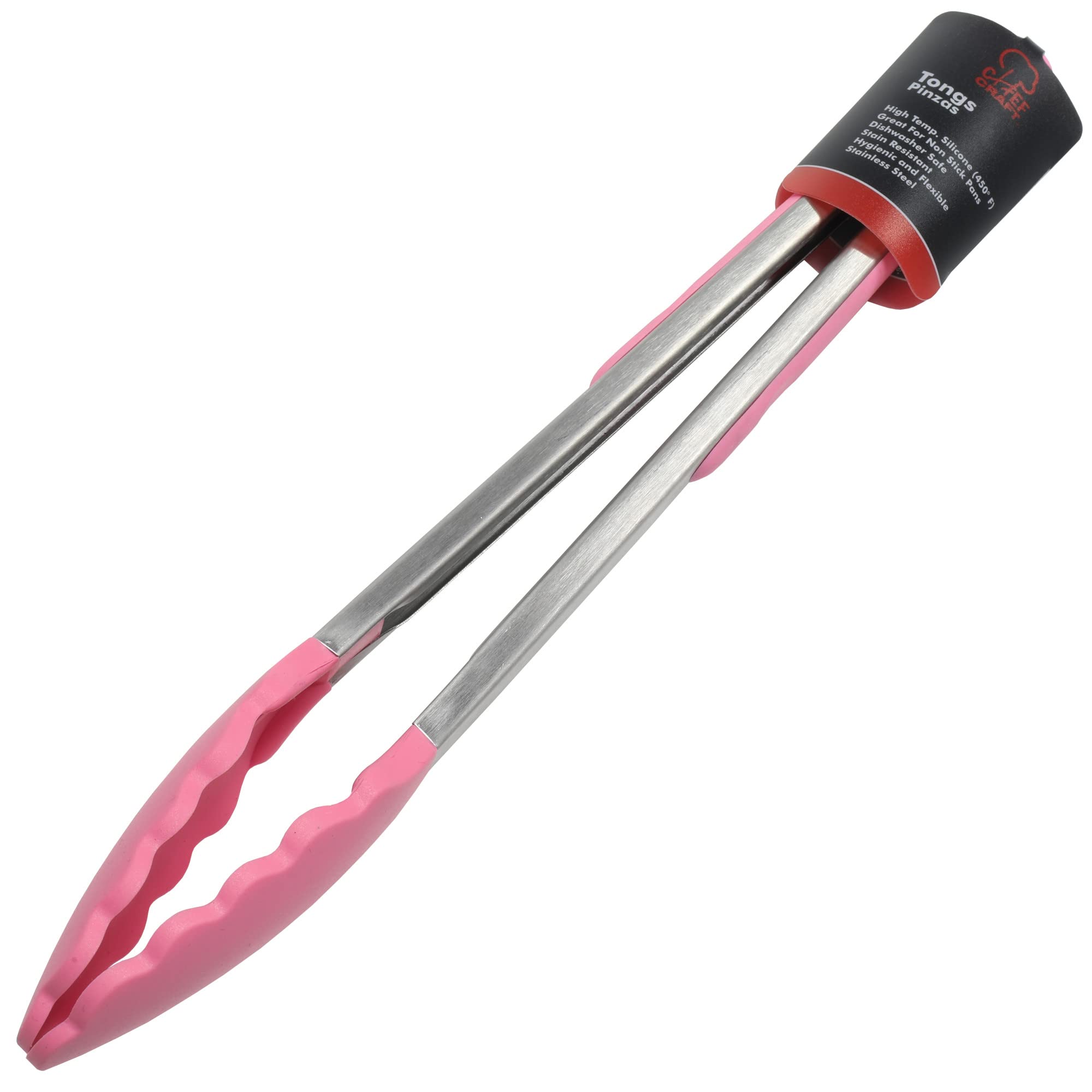 Chef Craft Premium Silicone Cooking Tongs, 12 Inch, Pink