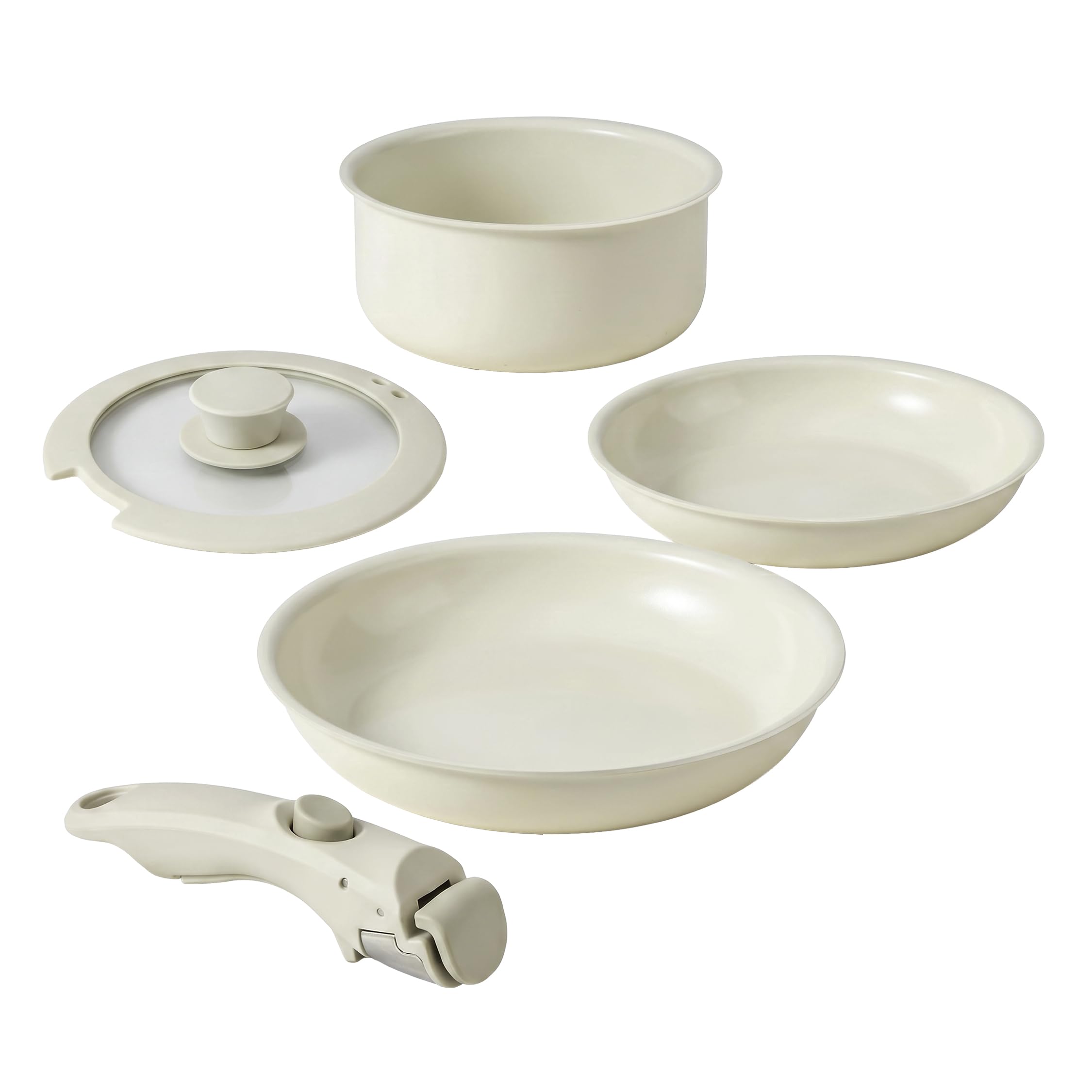 OVENTE 5Piece Ceramic Cookware Set, Cream CWAD01005C