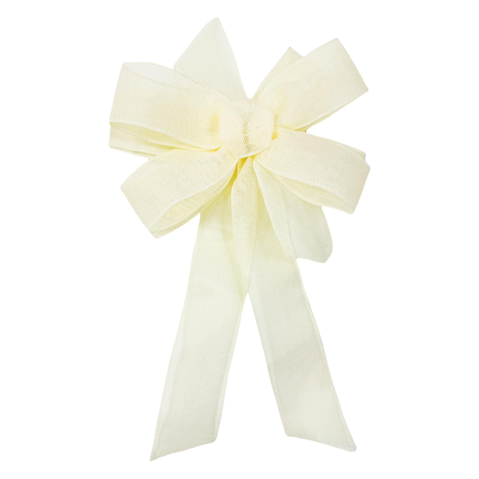 Meseey Burlap Ribbon Bow for Wreath Decoration, Natural Jute, 10 x 20 Inches (Cream)