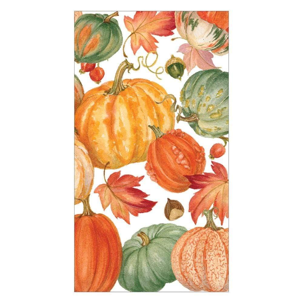 Caspari Pumpkin Field Paper Guest Towel Napkins In White - Two Packs Of 15