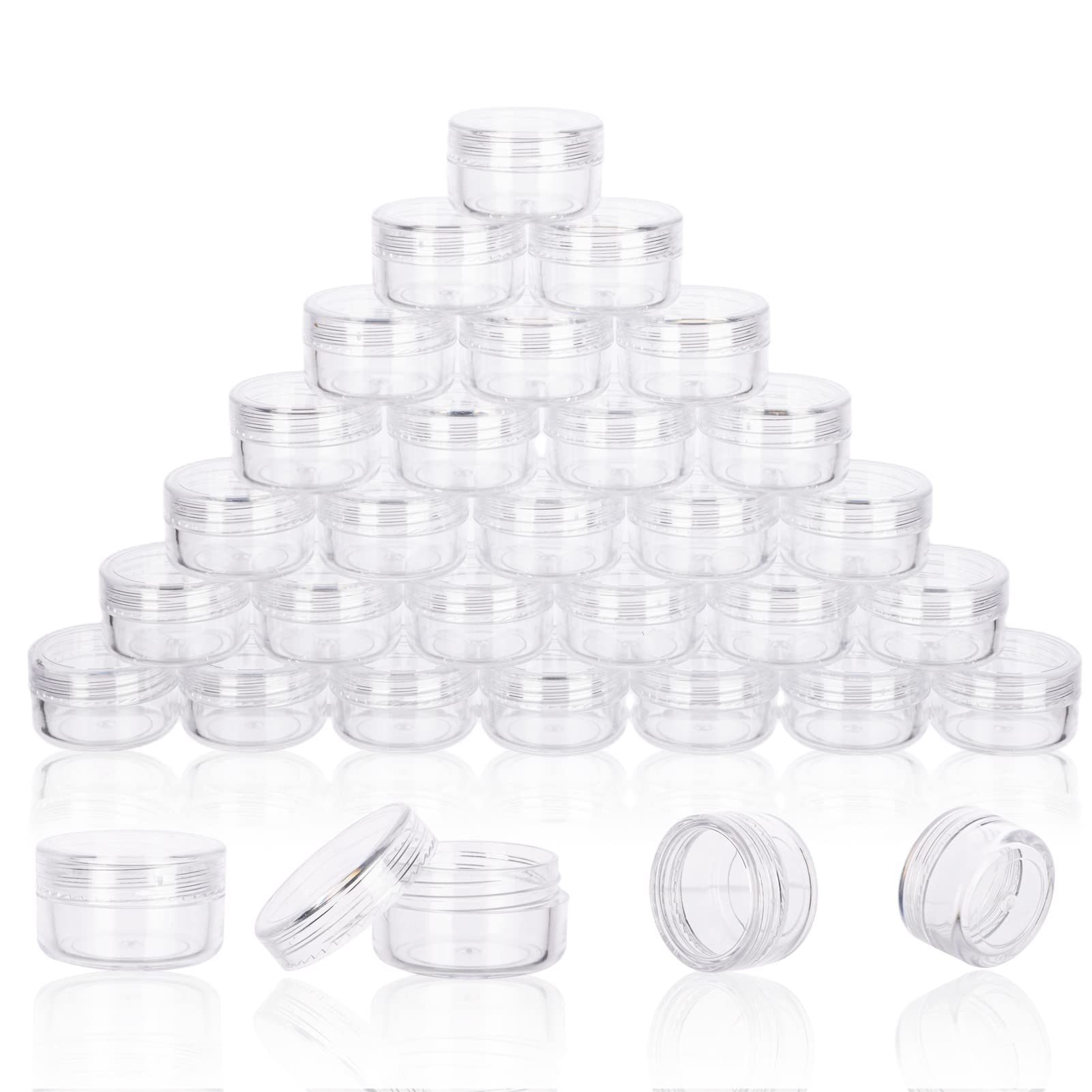 5 Gram Sample Containers With Lids, 100 Count 5Ml Clear Sample Jars, Empty Lip Balm Containers With Lids, Small Makeup Travel Co