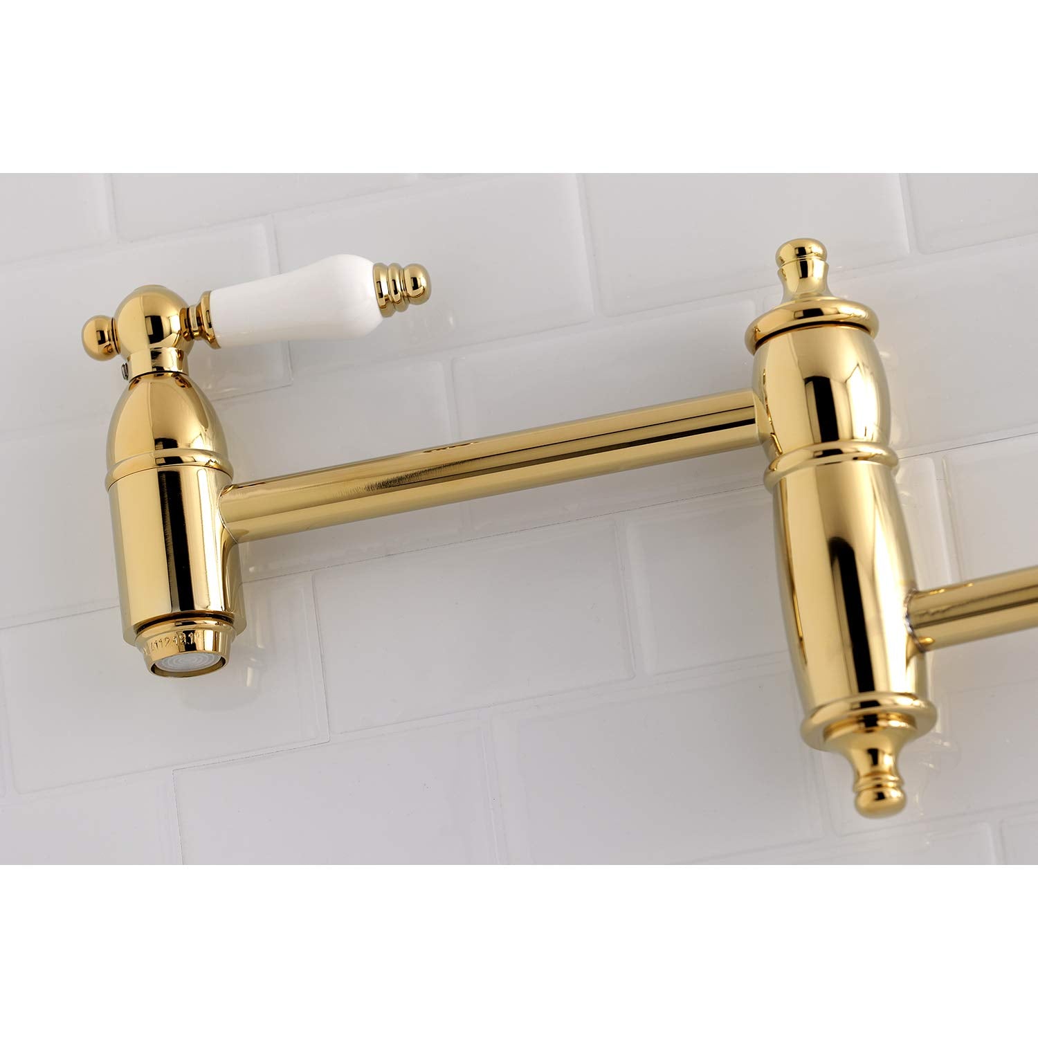 Kingston Brass Ks3102Pl Restoration Pot Filler, Polished Brass, 20 X 2.63 X 8
