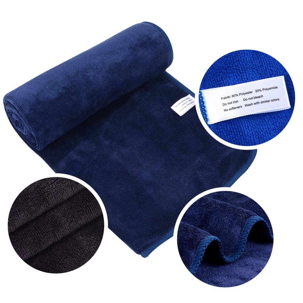 SINLAND Microfiber Gym Towels Sports Fitness Workout Sweat Towel Fast Drying 3 Pack 16 Inch X 32 Inch (1black+1navy Blue+1blue)