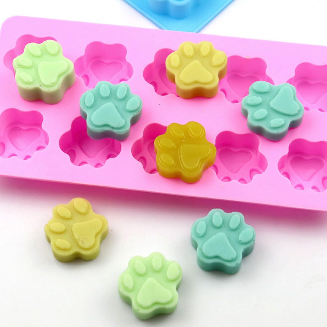 Wellyuk Silicone Mold Ice Tray Dog Mini Cat Paw Print Animal Cupcake Cute Muffin Baking Cup Cake Chocolate Soap Candy Candle Pin