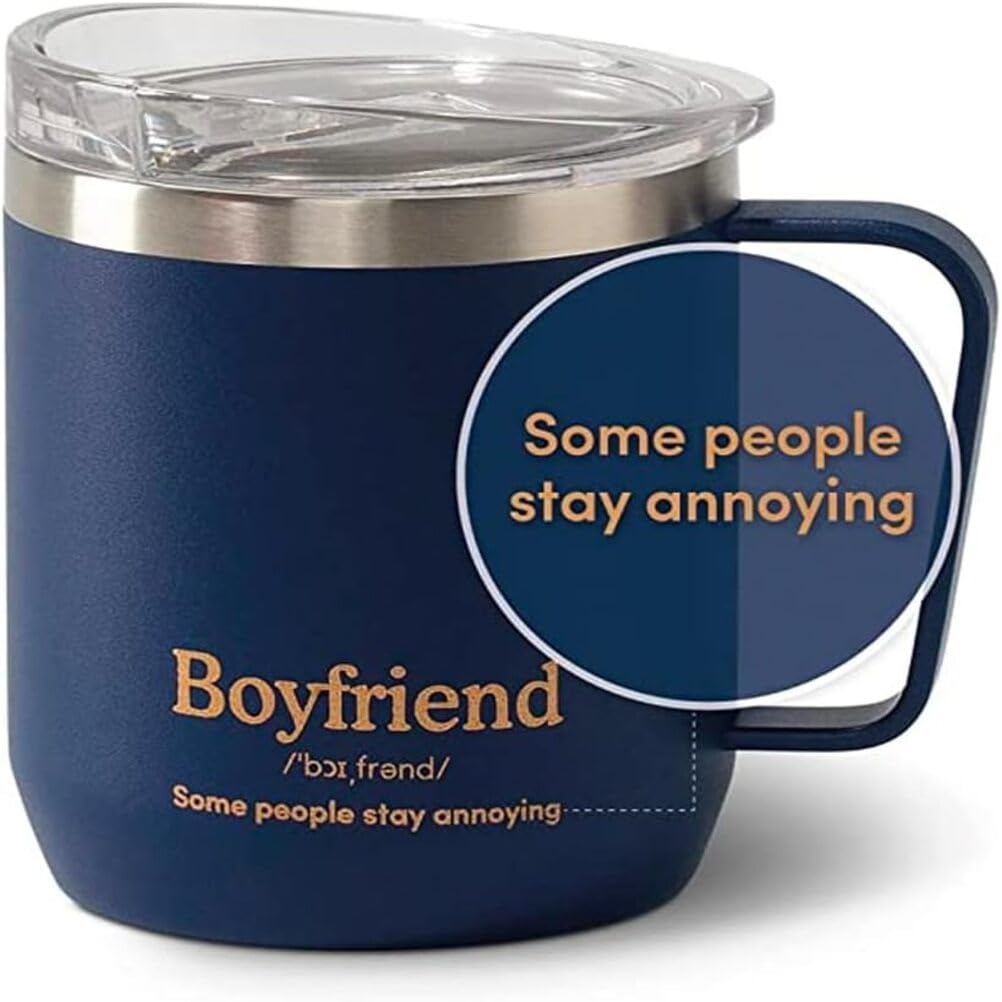 VAHDAM Boyfriend Mug 300ml | Royal Blue Stainless Steel Vacuum Insulated Travel Mug | Valentines Day Gift for Him | Reusable Cof