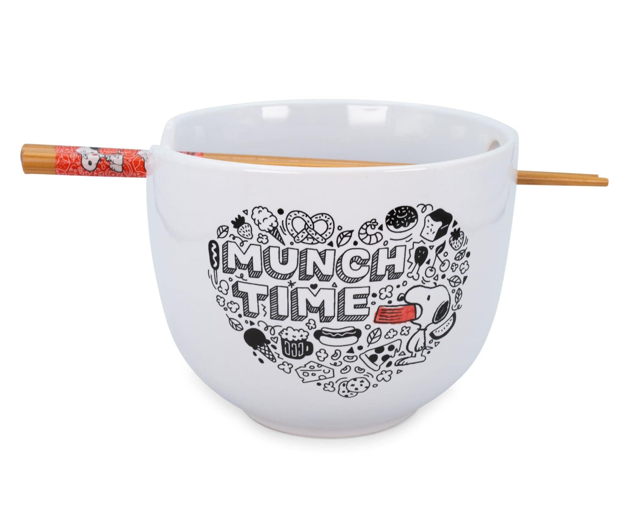Peanuts ''Munch Time'' 20-Ounce Ceramic Ramen Bowl And Chopstick Set