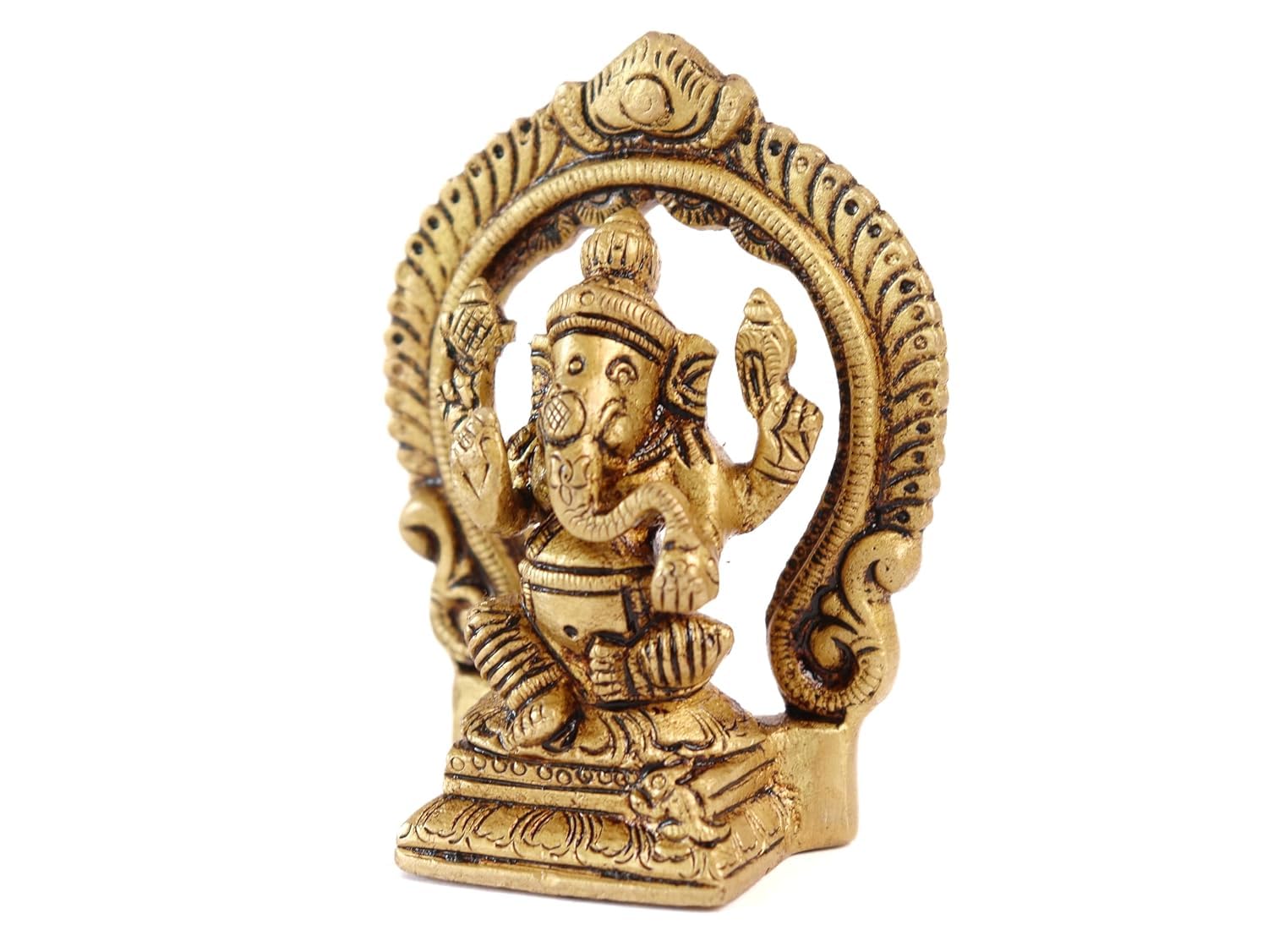 The Spiritual Living Pure 100% Brass Lakshmi Ganesh Idol | 3.5 Inch | Laxmi Ganesh Murti | Pital | Ganpati And Laxmi For Pooja |
