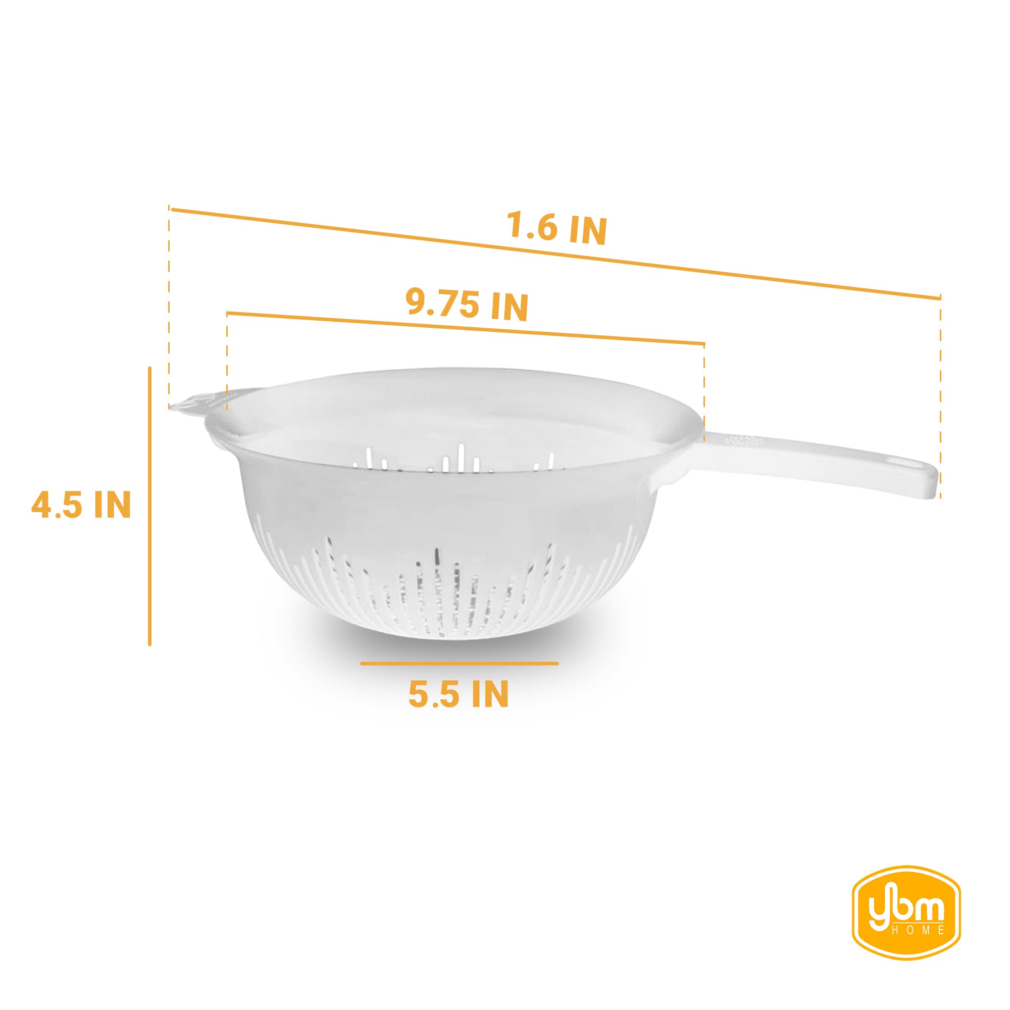 Ybm Home 9.75 Inch Plastic Strainer Colander With Long Handle - Made Of Food Safe Bpa-Free Plastic - Use For Pasta, Noodles, Spa