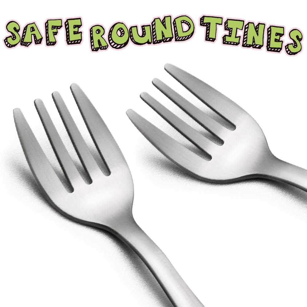 TeamFar Toddler Kids Preschoolers Utensil Flatware Silverware Set, Pure Stainless Steel, Non Toxic & Healthy, Brushed Surface, L