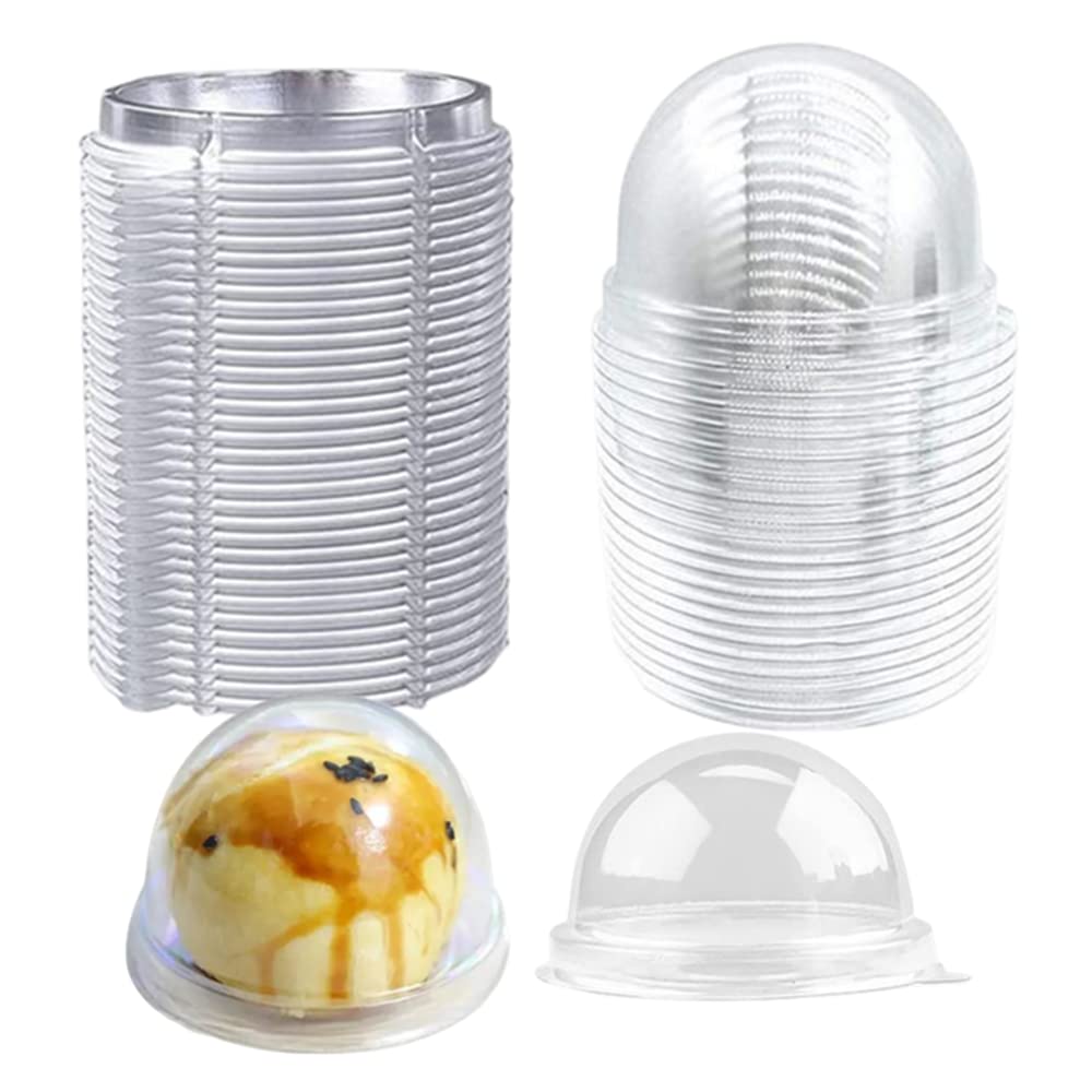 50 Pack 2 Inch Of Clear Plastic Mini Cake Cookies Muffins Dome Box Wedding Birthday Gift Box(Silver)