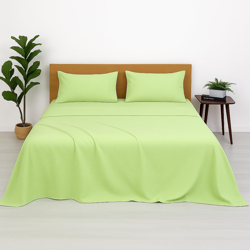 Bedsheets For King - 108X108 Inch Bed - Microfiber Plain Sage Solid Bed Sheet Include Pillow Cover, Ultra Soft | For Home, Hotel
