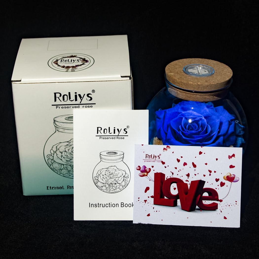roliys Preserved Real Roses with Colorful Mood Light Wishing Bottle, Eternal Rose,Never Withered Flowers, Table Decor,Christmas