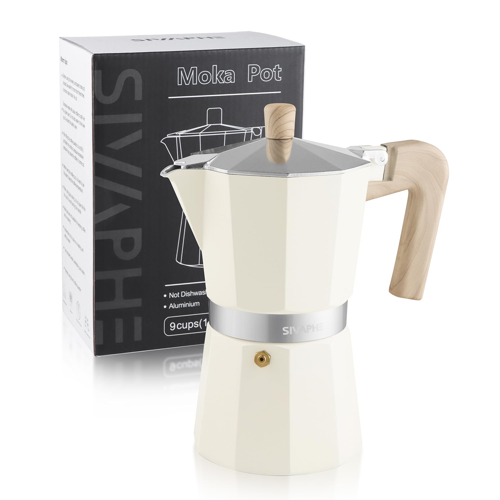 Sivaphe Aluminum Moka Pot 9 Espresso Cups, Percolator Espresso and Coffee Maker, Portable Stovetop Italian and Cuban Caf Brewe