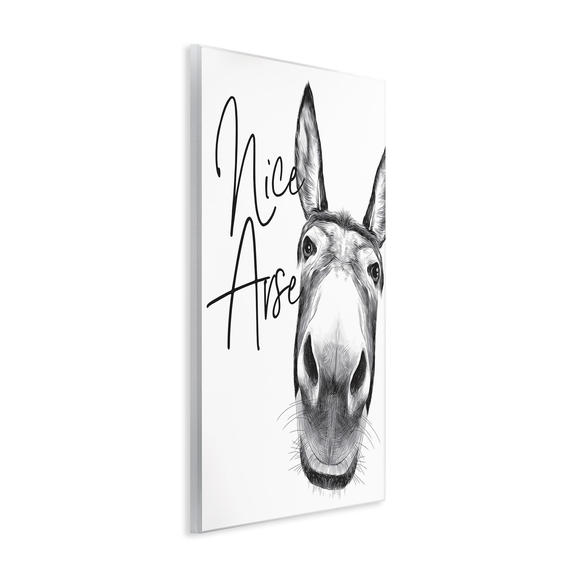 Stupell Industries Animal Humor Nice Arse Donkey Bathroom Phrase, Designed By Lettered And Lined Wall Art, 13X19