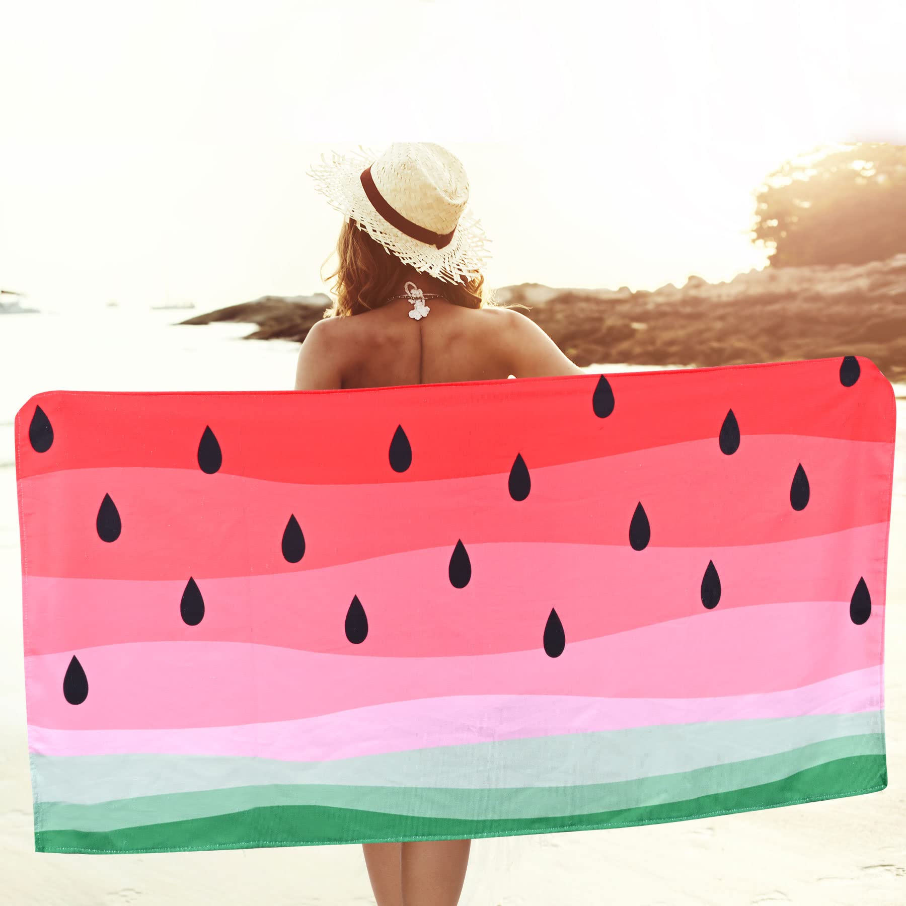 Livilan Watermelon Beach Towel, 30''X60'', Oversized, Lightweight, Quick Dry, Sand Free, Perfect For Kids, Girls, Women, Waterme