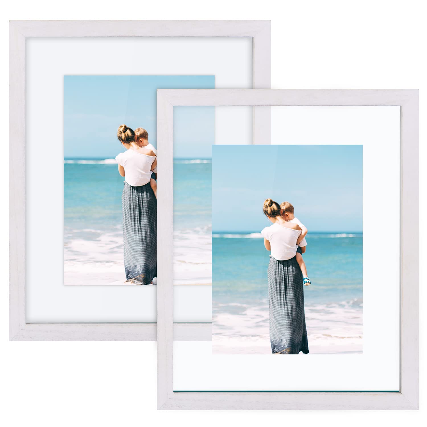 DLQuarts 8x10 Floating Photo Picture Frame, Floating Display for 6x8, 5x7, 3.5x5 or Full Display 8x10 Photos, Solid Wood, 2 Pack