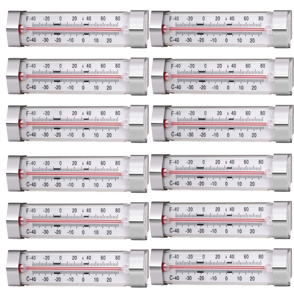 Gerusea 12 Pack Fridge Refrigerator Freezer Thermometer