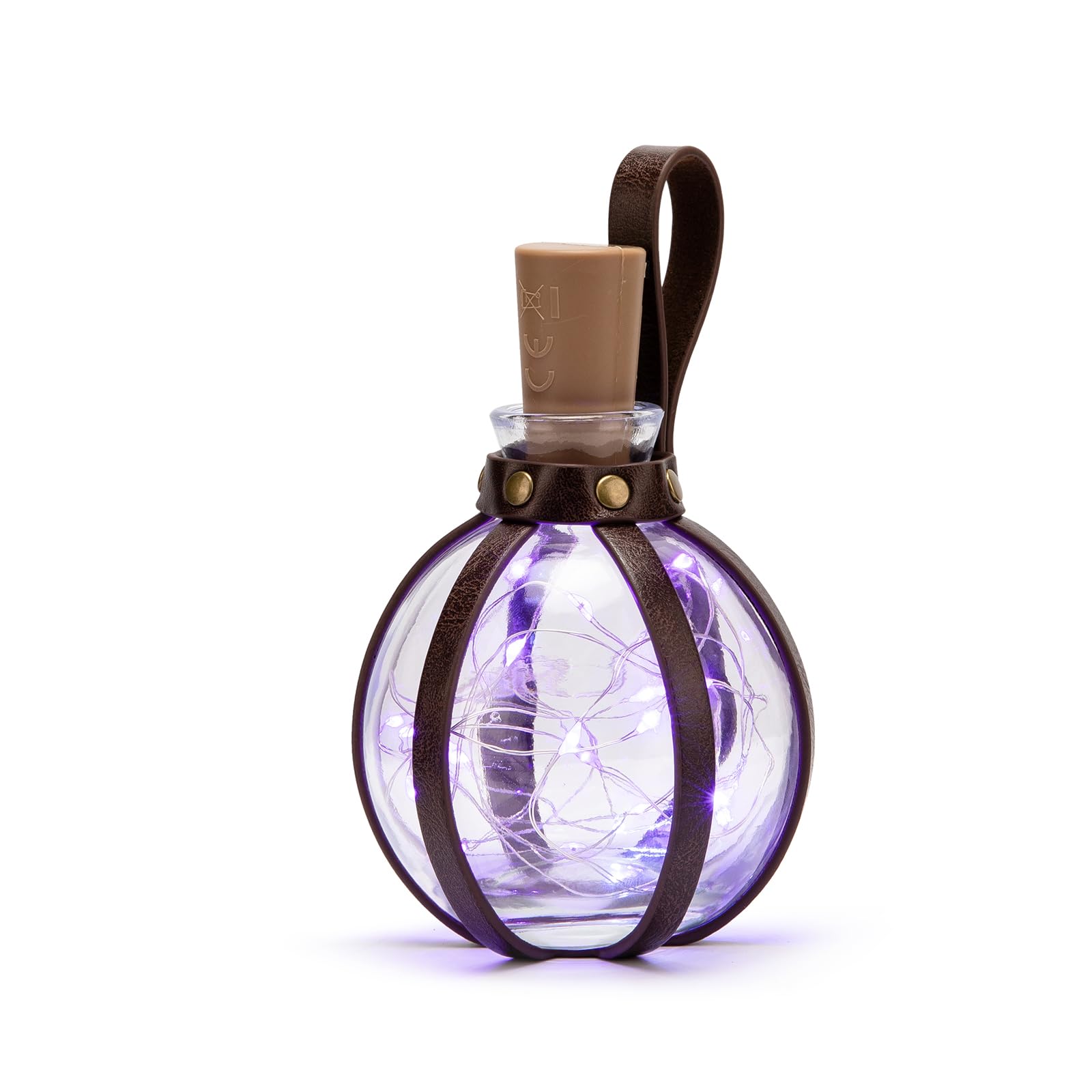Medieval Potion Bottle with Leather Holder  Fantasy Alchemy Glass Flask with Cork, LARP Cosplay Renaissance Faire Accessory(Dar