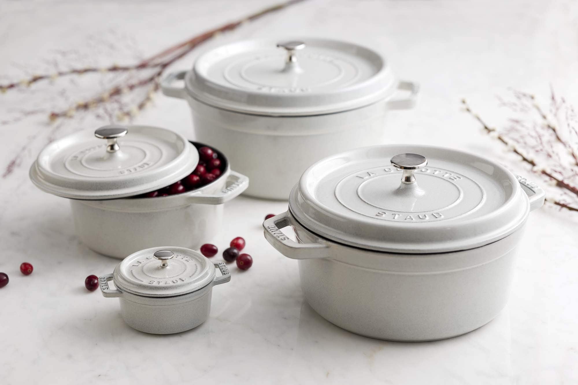 Staub Cast Iron 5.5-Qt Round Cocotte - White Truffle, Made In France