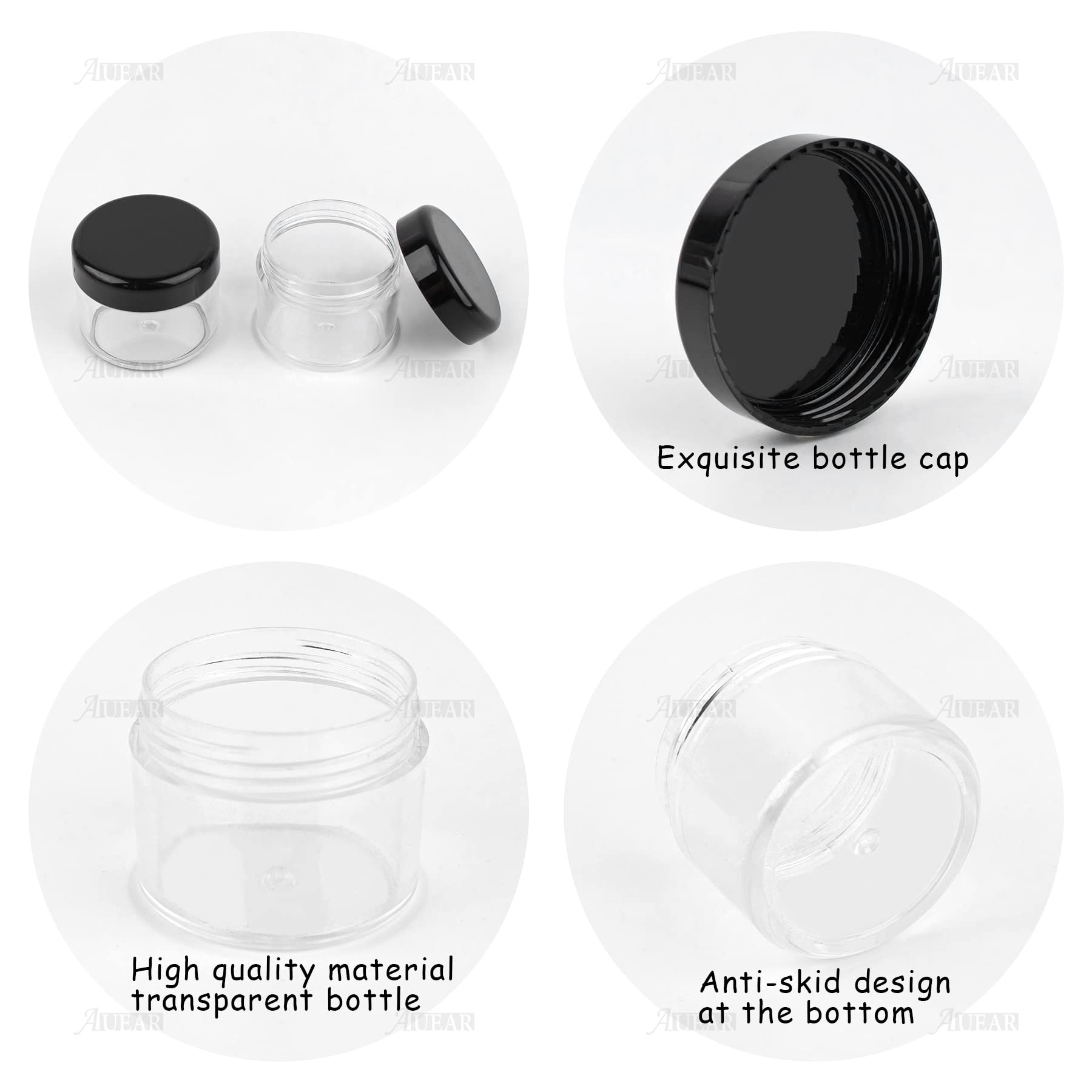 Auear, 20 Pack Round Pot Jars Plastic Cosmetic Containers With Lid For Liquid Creams Sample, Lotion, Ointments, Samples, Small T