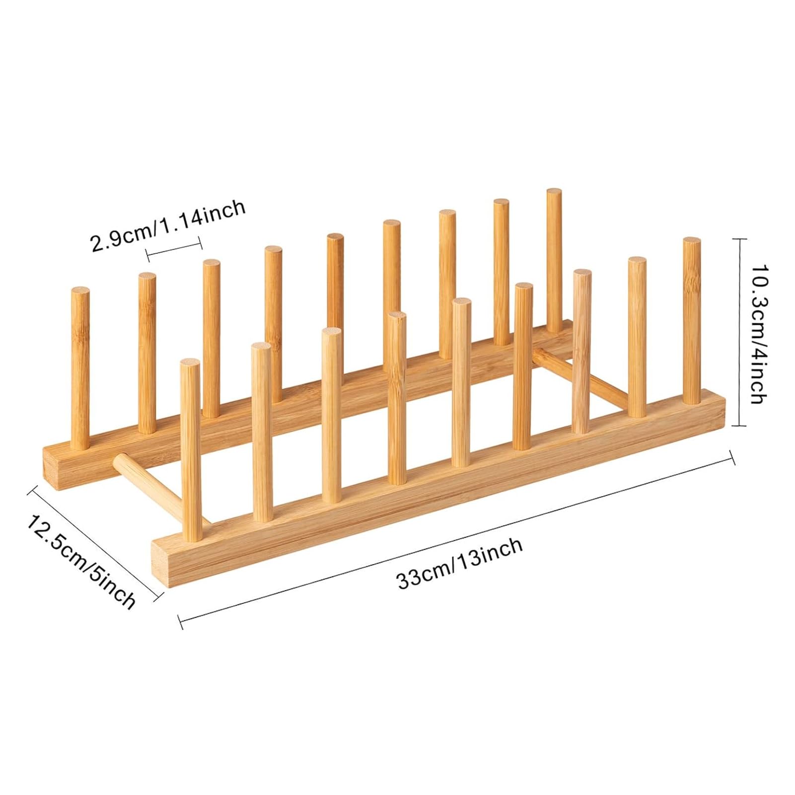 Hblife 2Pcs Bamboo Dish Plate Bowl Cup Book Pot Lid Cutting Board Drying Rack Stand Drainer Storage Holder Organizer Kitchen Cab