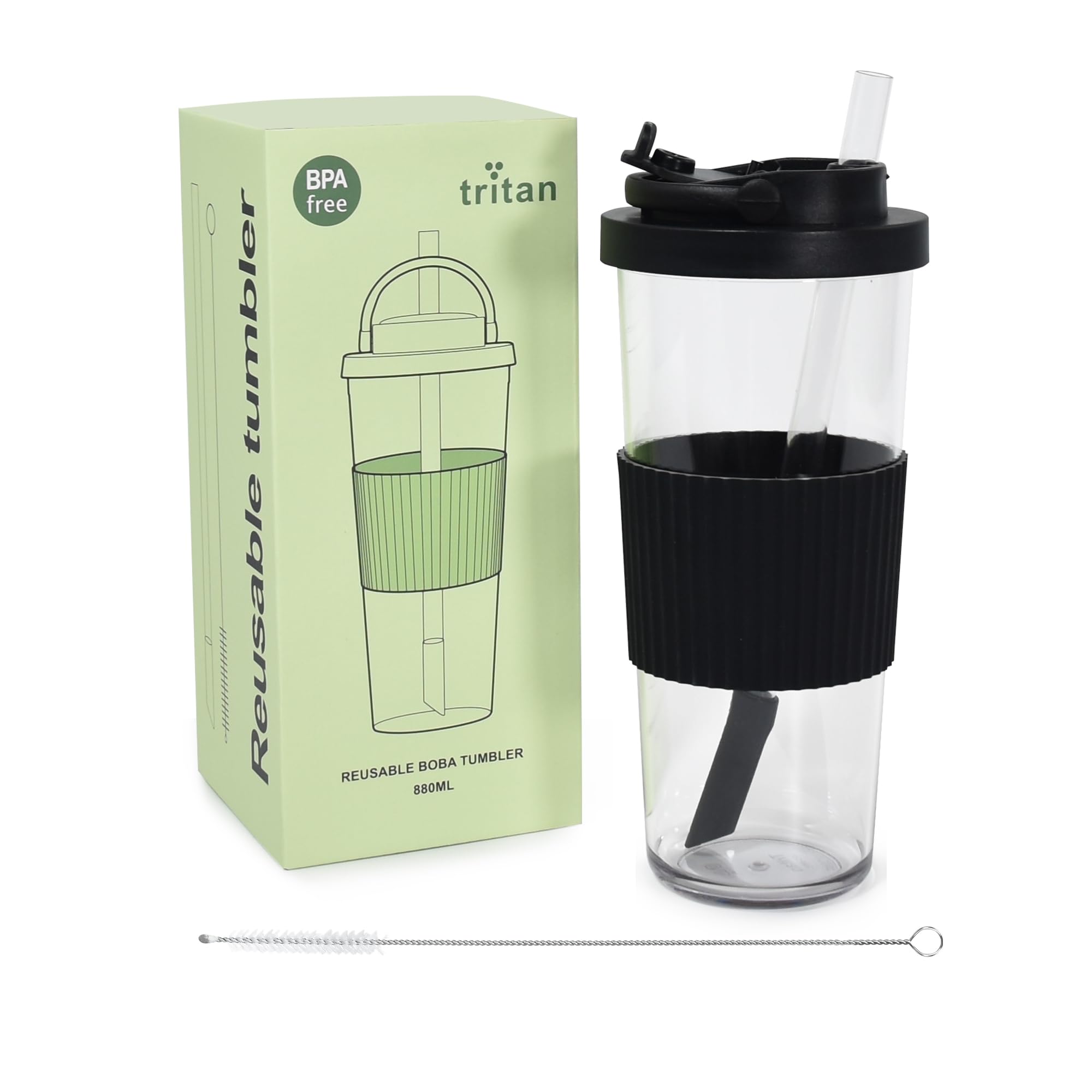 sweet grain Reusable Boba Cup - 30oz Tritan Boba tumbler with Lid and Straw, BPA Free Leakproof Bubble/Boba Tea Cup with Carry H