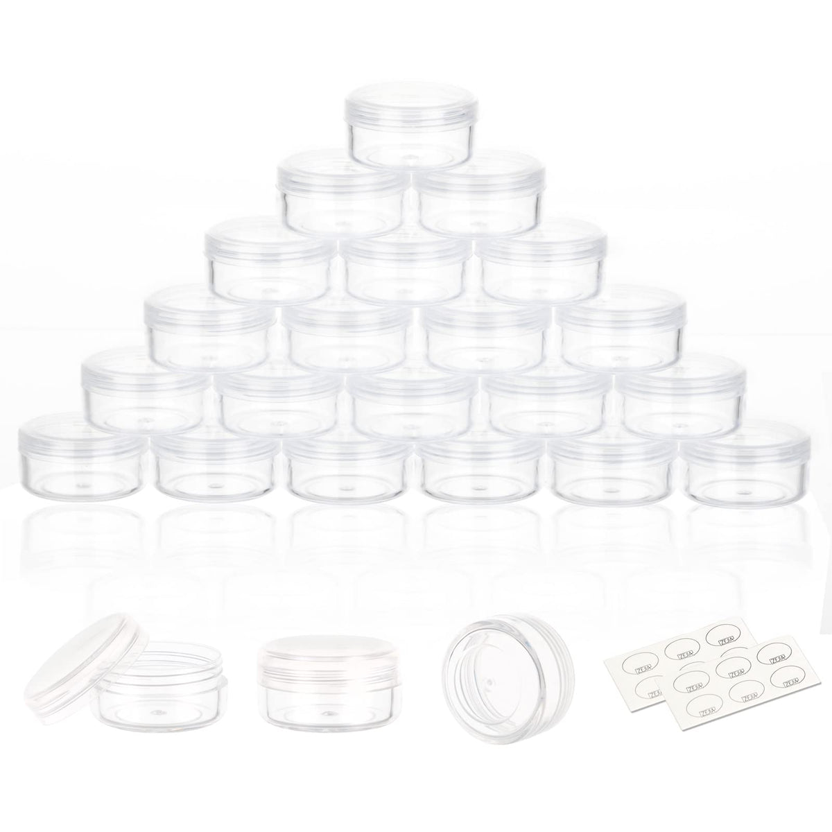 Zejia 3 Gram Sample Containers With Lids, 25 Count Tiny Sample Jars, 3Ml Makeup Cosmetic Containers For Lip Balms, Lotion, Powde