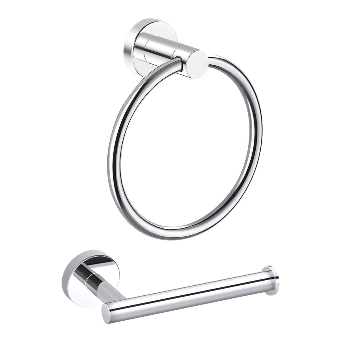 Marmolux Acc 2 Pcs Chrome Bathroom Hardware Set - Hand Towel Holder For Bathroom Wall + Toilet Paper Holder Wall Mount | Towel H