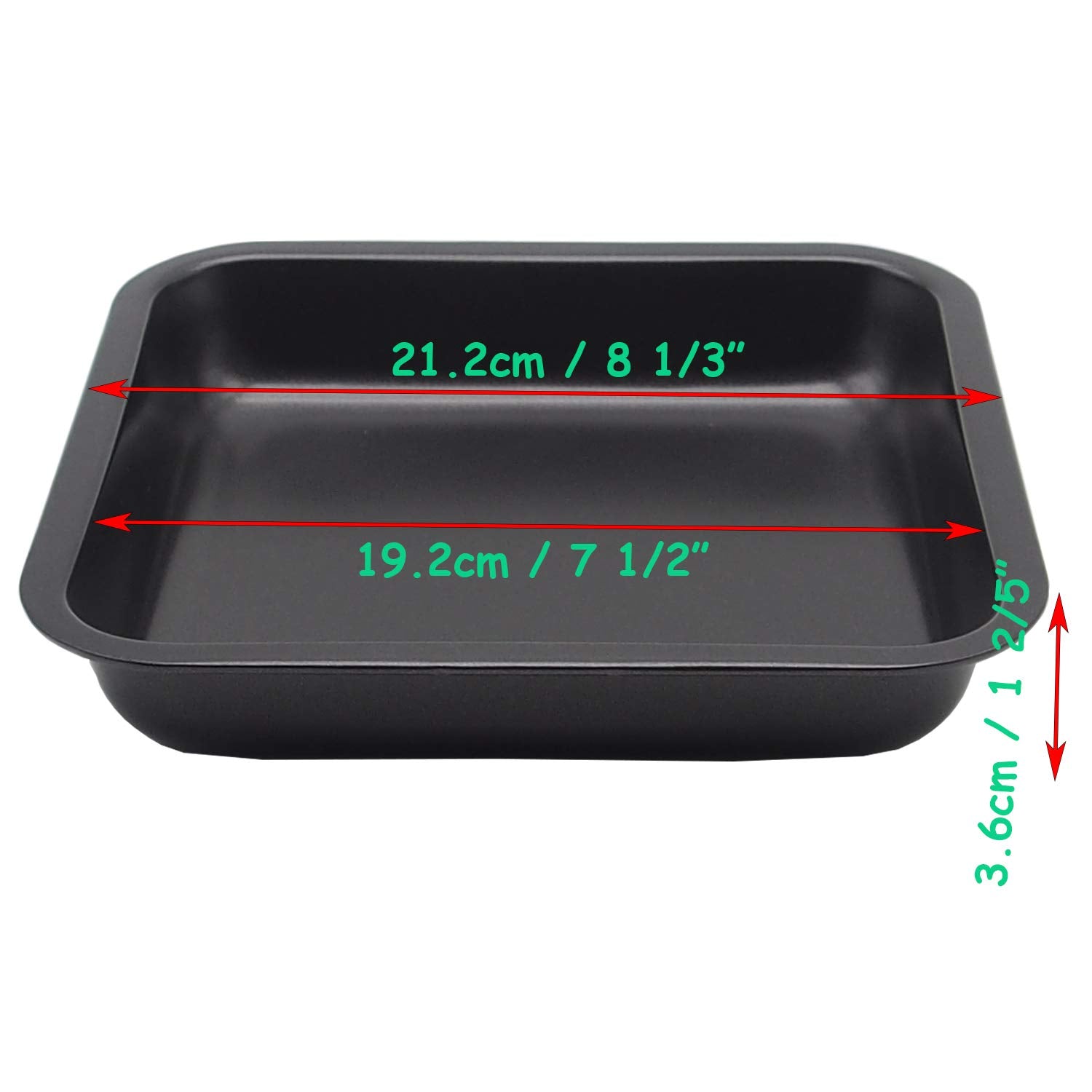 Hytk 2Pcs Mini Baking Pans 8 X 8 Inch (Inner 7.5 X 7.5) Square Cake Pan Bread Pan Nonstick Heavy Carbon Steel Bakeware
