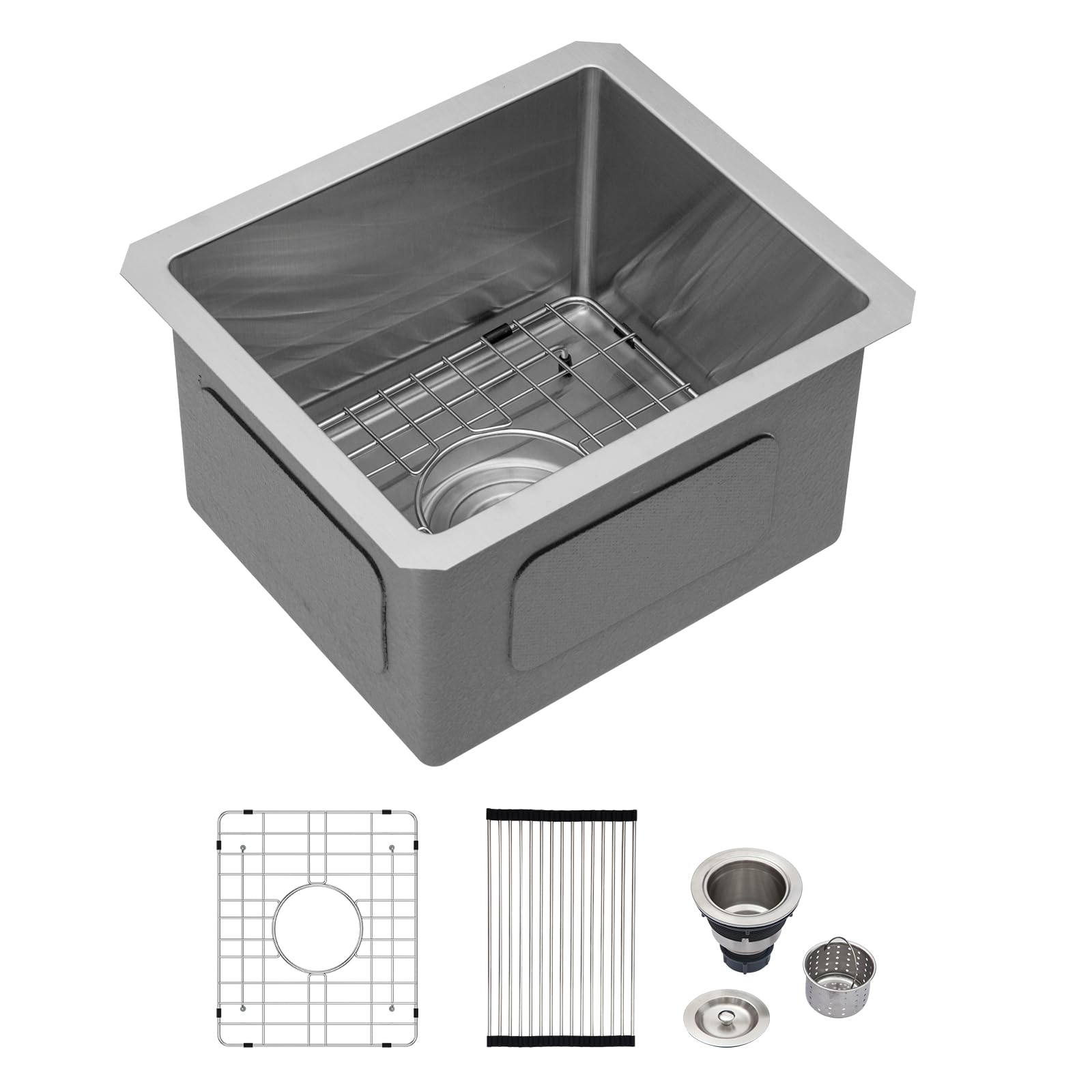 Logmey 13 Inch Bar Sink - Undermount Stainless Steel Bar Prep Sink 16 Gauge 9 Inch Deep Single Bowl 13X15X9 Inches