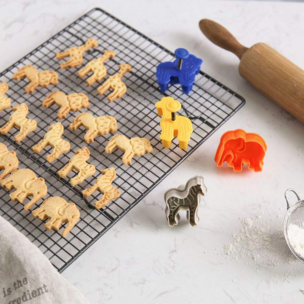 9Pcs/Set Jungle Safari Animal Cake Fondant Mold With Tropical Leaf Cookie Cutter, Hawaiian Palm Leaves Sugar Craft Cutters For J