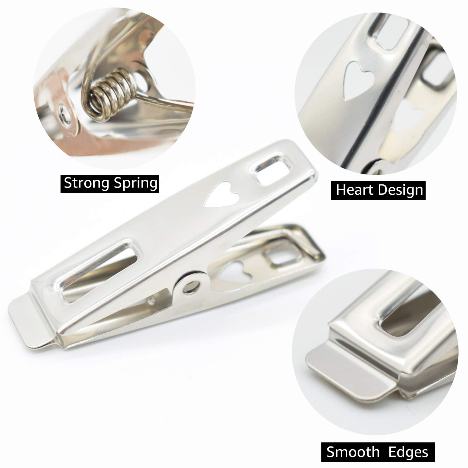 Vipbuy 60 Pcs Strong Stainless Steel Clothes Pins Metal Laundry Clips With Storage Box For Clothes Sock Food Sealing Photos