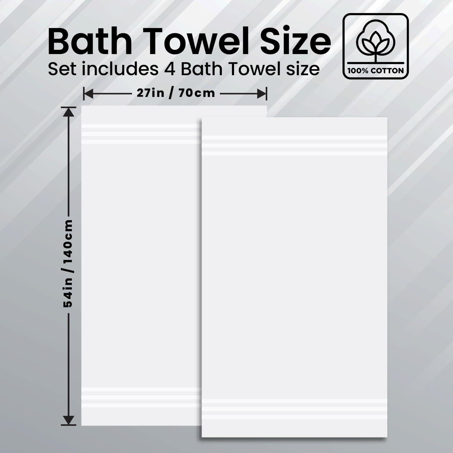 Infinitee Xclusvies Premium White Bath Towels - 2-Pack  27x54 Inches  100% Cotton - Unrivaled Plushness  Exceptional Absorbency  Elevate Your Home Spa?Experience.