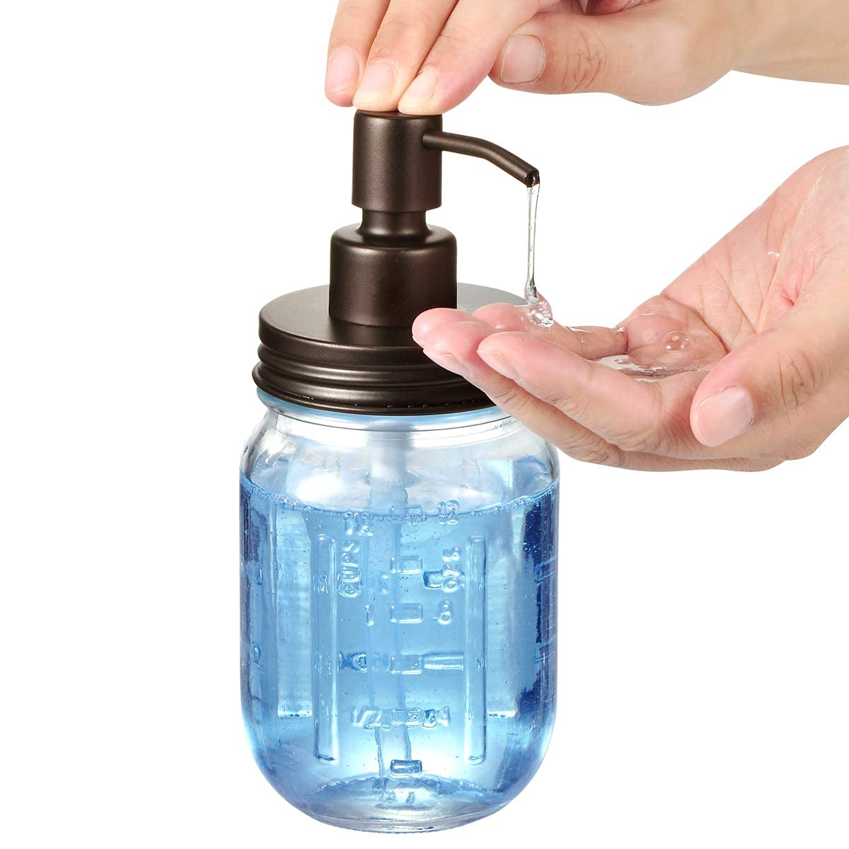Amolliar Mason Jar Liquid Soap Dispensers, Rustproof Stainless Steel Mason Jar Lid Pump, Refill Hand Soap, Lotions, Dish Soap, L