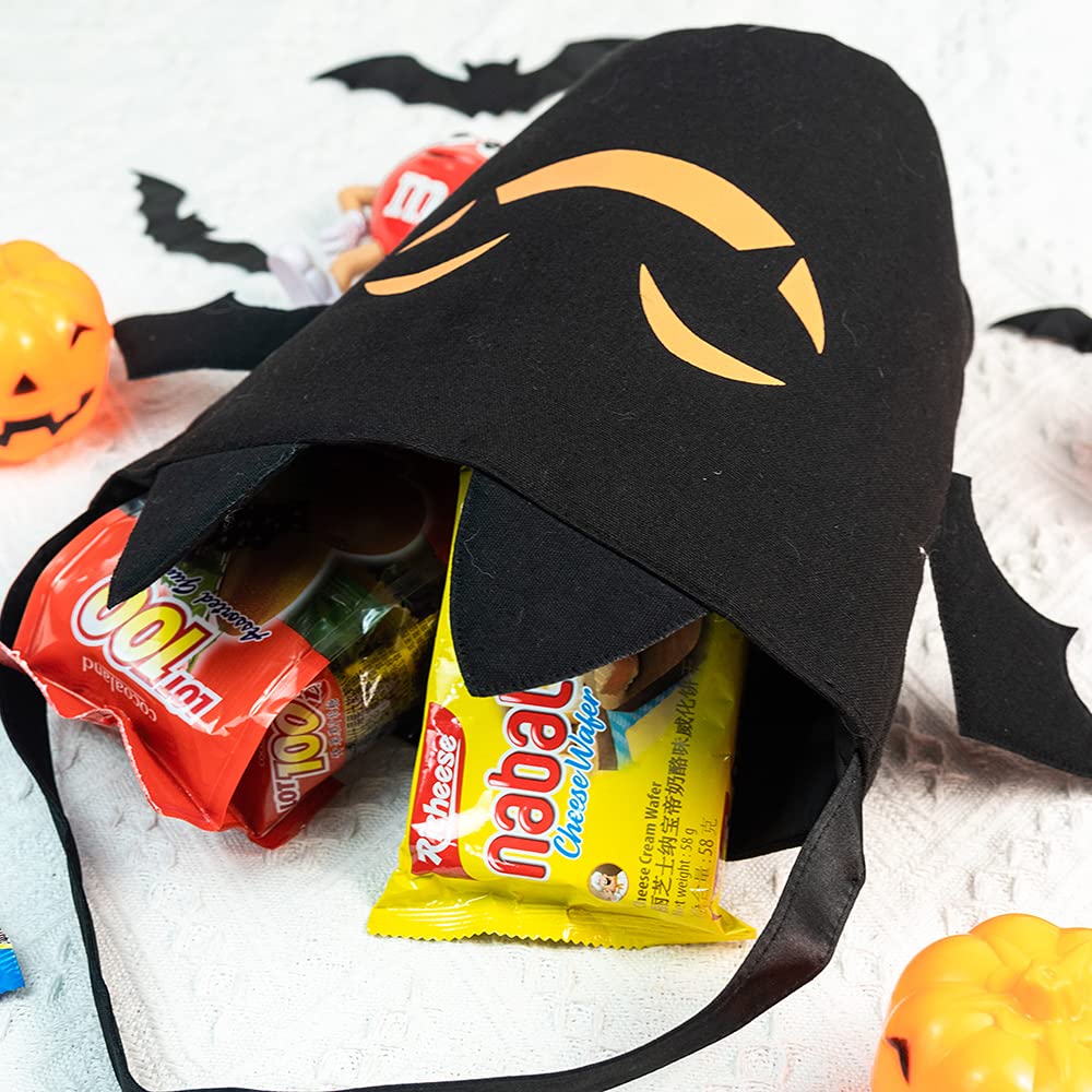 Zhenpony Halloween Trick Or Treat Bags Bat Candy Bucket Reusable Canvas Bag Best Halloween Party Gifts For Kids Halloween Bucket