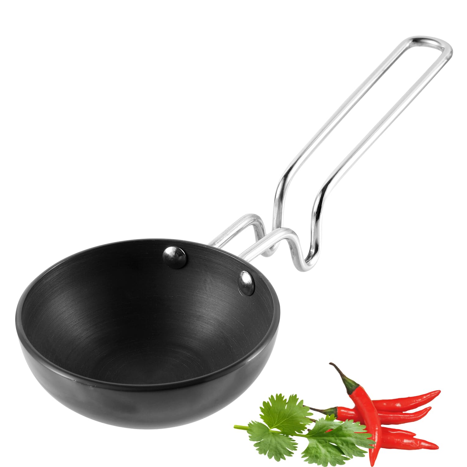 Vinod Black Pearl Hard Anodised Tadka Pan - Small | 3.25Mm Thickness | Natural Stick Resistant | Metal Spoon Friendly | Balance 
